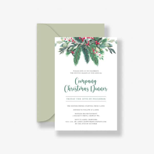 Evergreen Christmas invitation