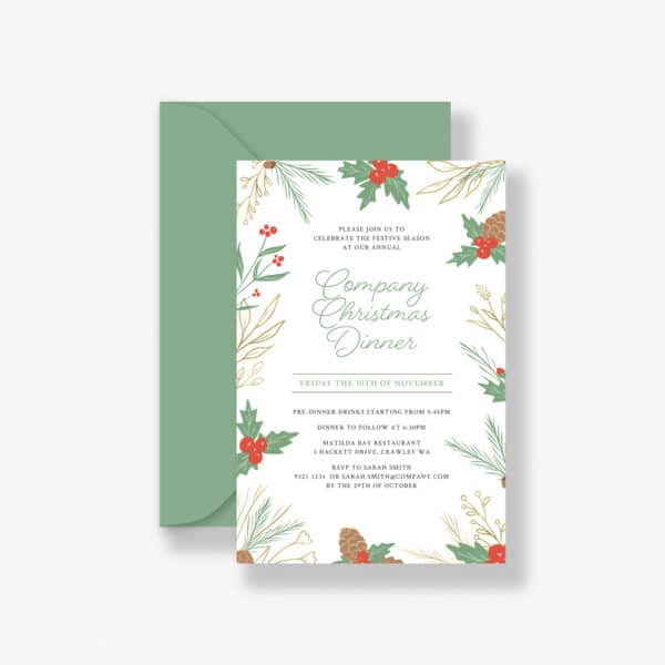 Holly Christmas Invitation