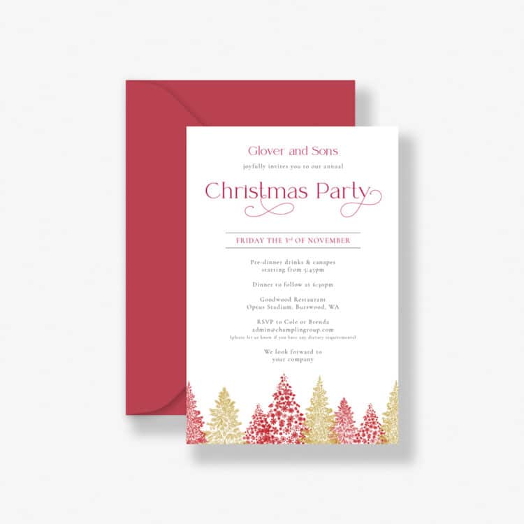 Gilded Tree Christmas Invitation