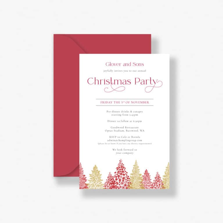 Gilded Tree Christmas Invitation