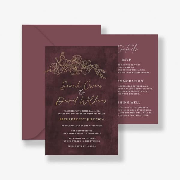 Merlot Velvet Wedding Invitation Suite