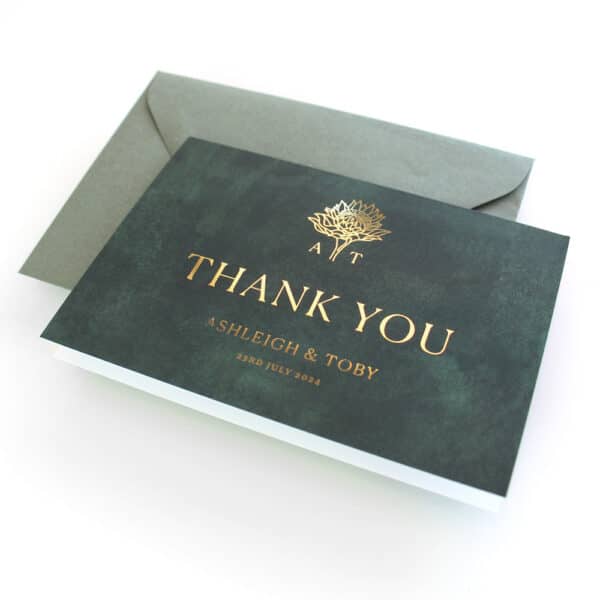 Emerald Velvet Wedding Thank You Cards - Image 2