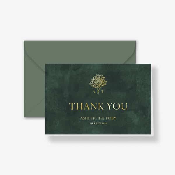 Emerald Velvet Wedding Thank You Cards