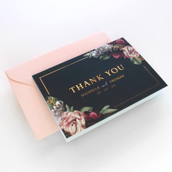 Gold Moody Blooms Thank You Cards - Image 2