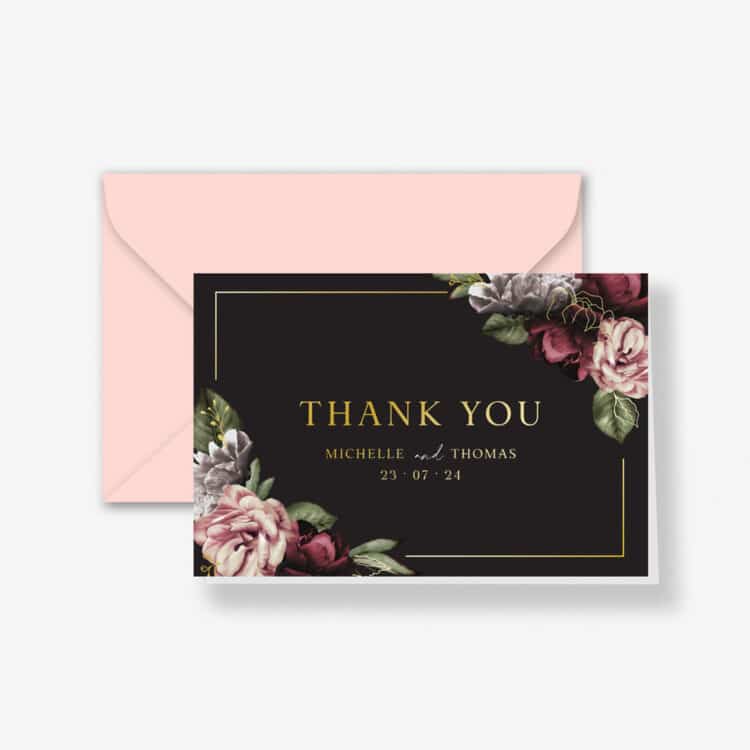Gold Moody Blooms Thank You Cards