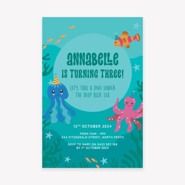 Under The Sea Kids Birthday Invitation - Image 2