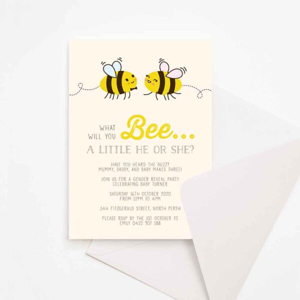 what will you bee gender reveal invitation
