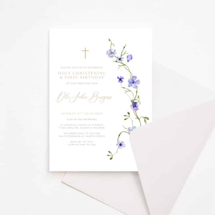 Fresh Floral Birthday Baptism Invitation