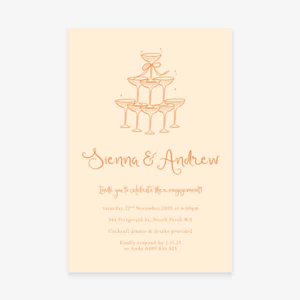 Champagne Tower Engagement Invitations