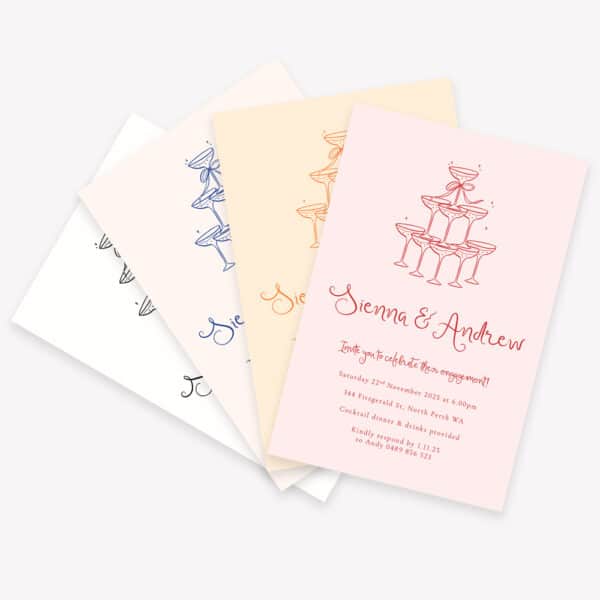 Champagne Tower Engagement Invitations