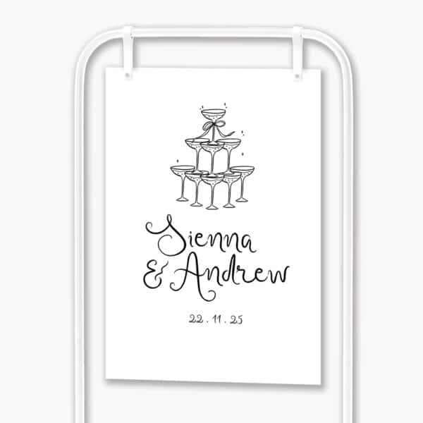 Champagne Tower Engagement Sign