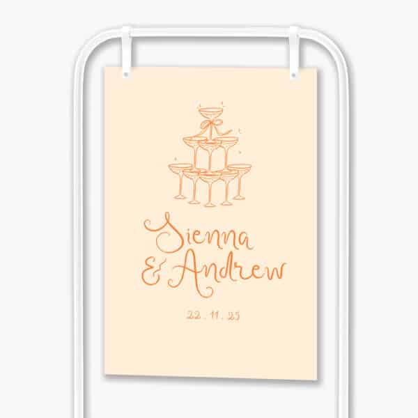 Champagne Tower Engagement Sign