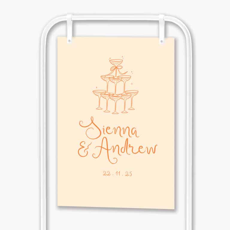 Champagne Tower Engagement Sign