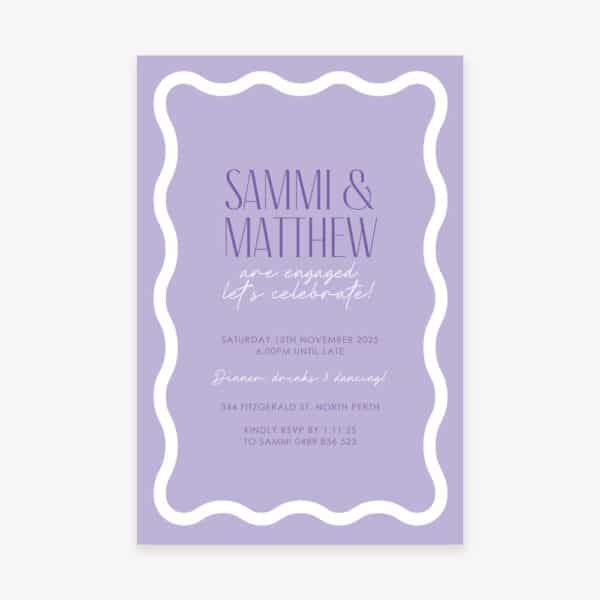 Fiesta Purple Wavy Engagement Invitation