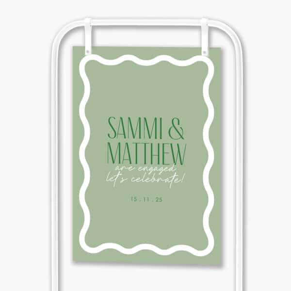 Fiesta Hanging Engagement Sign Green