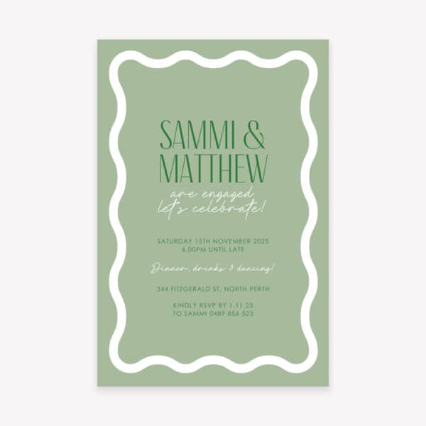 Fiesta Green Wavy Engagement Invitation