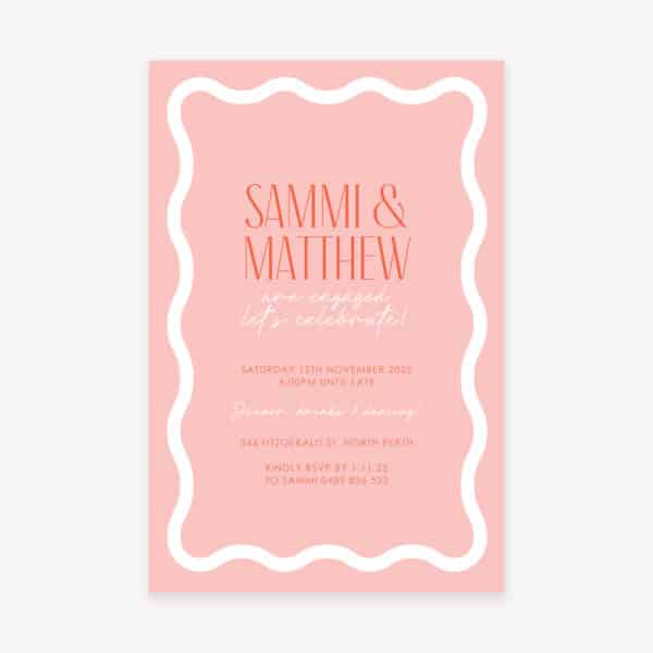 Fiesta Pink Wavy Engagement Invitation