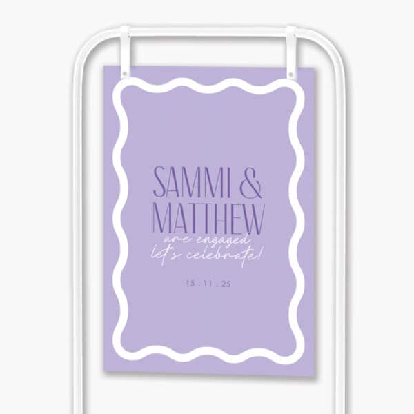 Fiesta Hanging Engagement Sign Purple