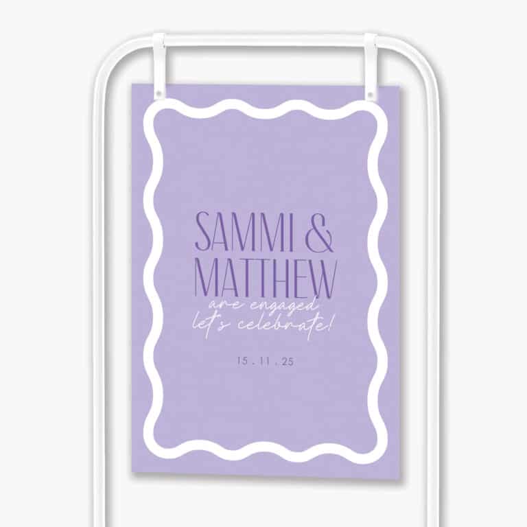 Fiesta Hanging Engagement Sign Purple