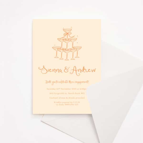 Champagne Tower Engagement Invitations