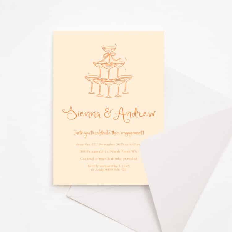 Champagne Tower Engagement Invitations