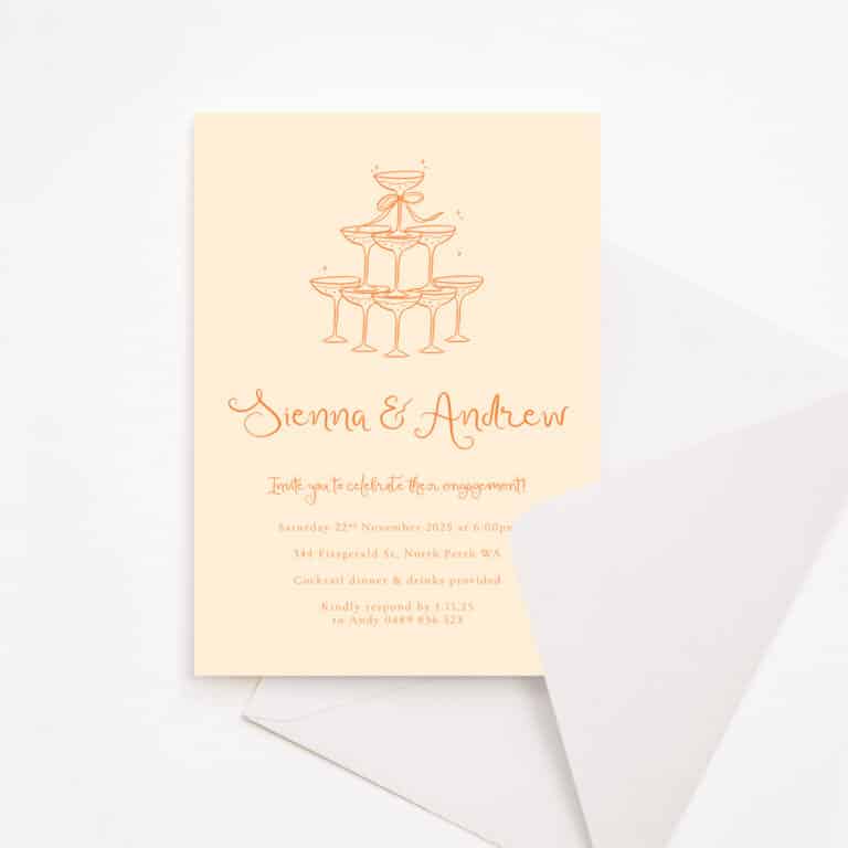 Champagne Tower Engagement Invitations