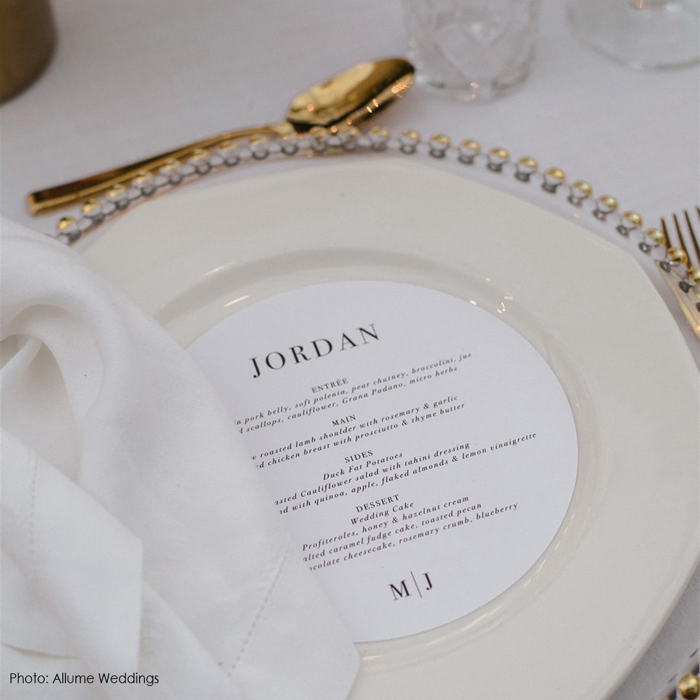 Wedding Menus Example
