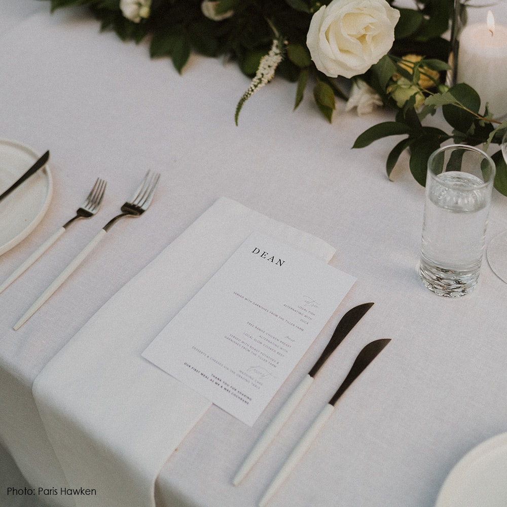 Wedding Menus Example