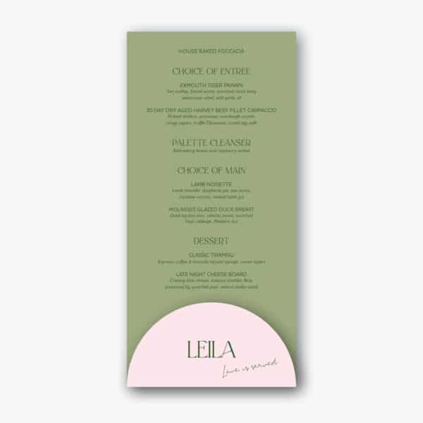 Blushing Fern Menu
