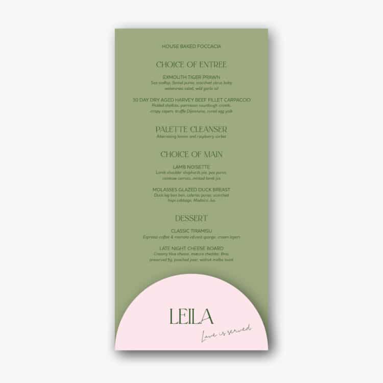Blushing Fern Menu