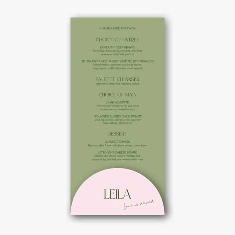 Blushing Fern Menu