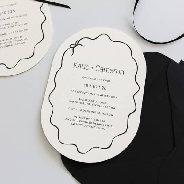 Katie Bow Black Wedding Invitation - Image 3