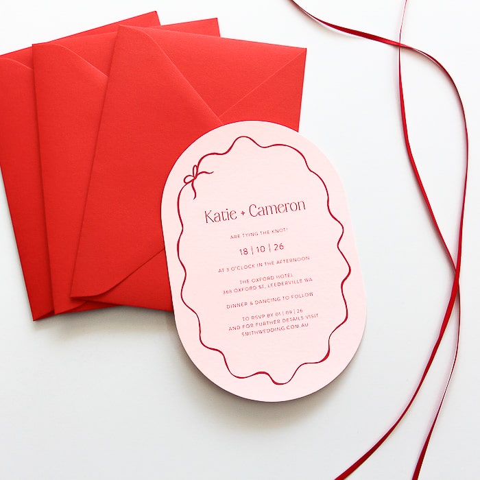 Katie Bow Blush Wedding Invitation