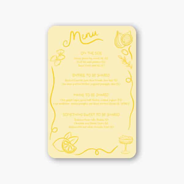Limoncello Menu