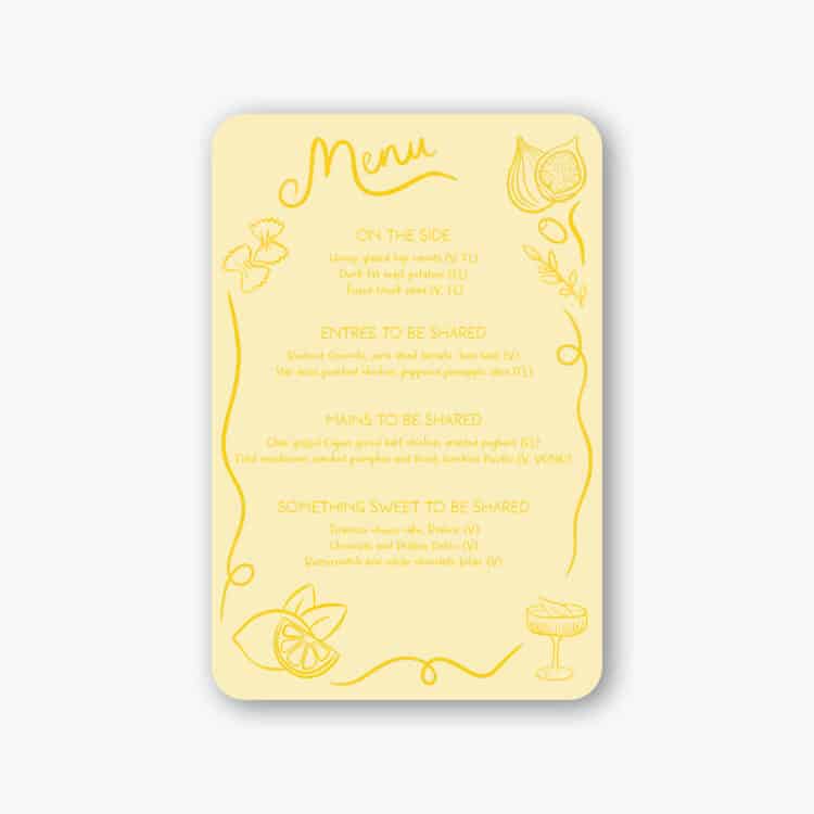 Limoncello Menu