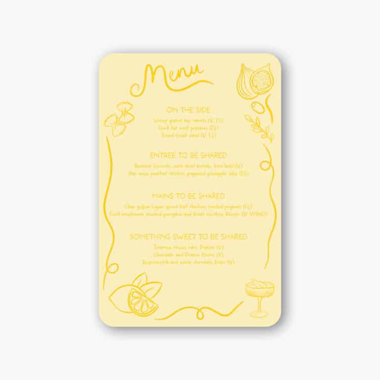 Limoncello Menu