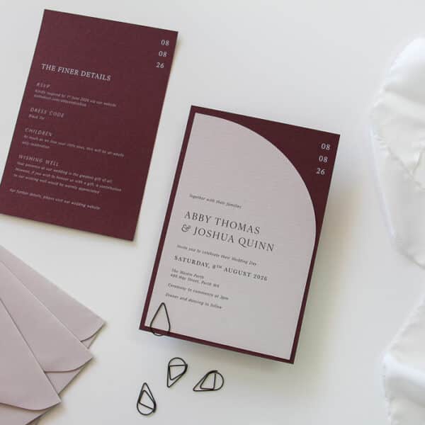Merlot Abby Arch Wedding Invitation
