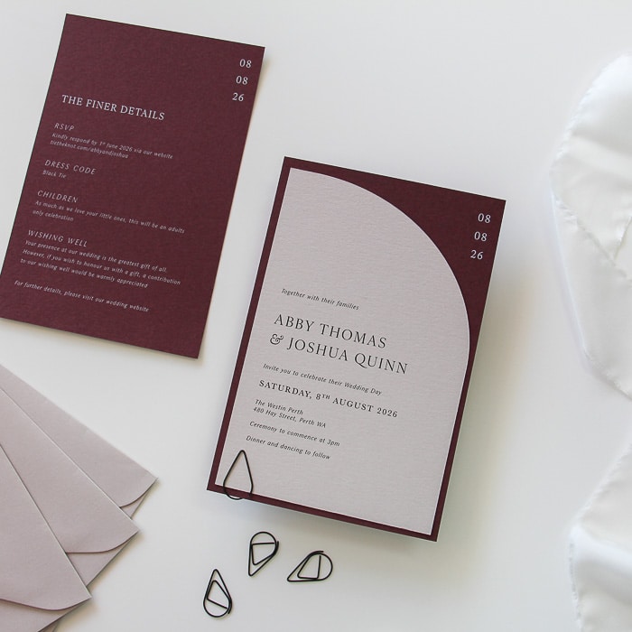 Merlot Abby Arch Wedding Invitation