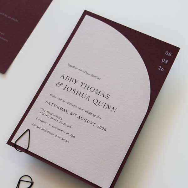 Merlot Abby Arch Wedding Invitation - Image 2