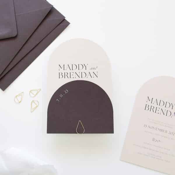 Cacao Classic Arch Wedding Invitation
