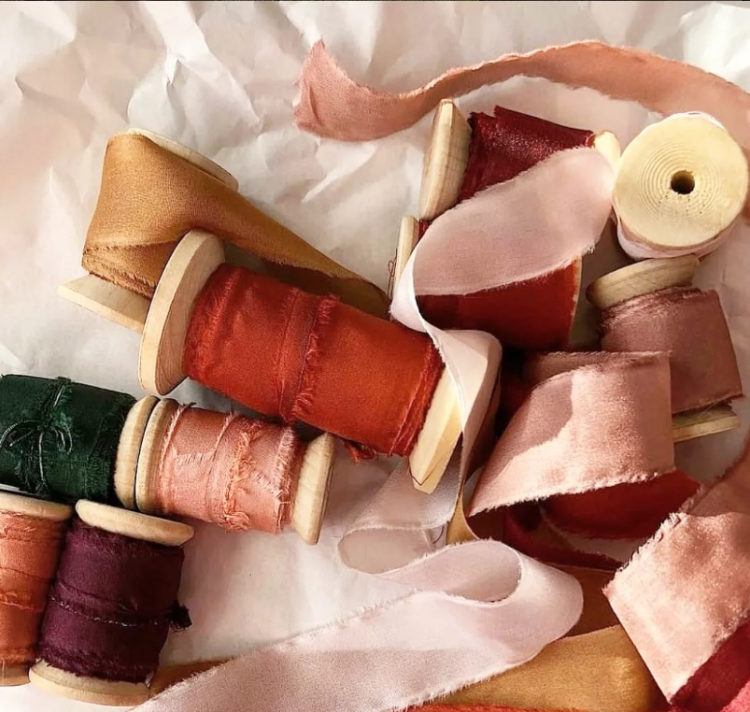 Hand Dyed Silk Crepe Ribbon