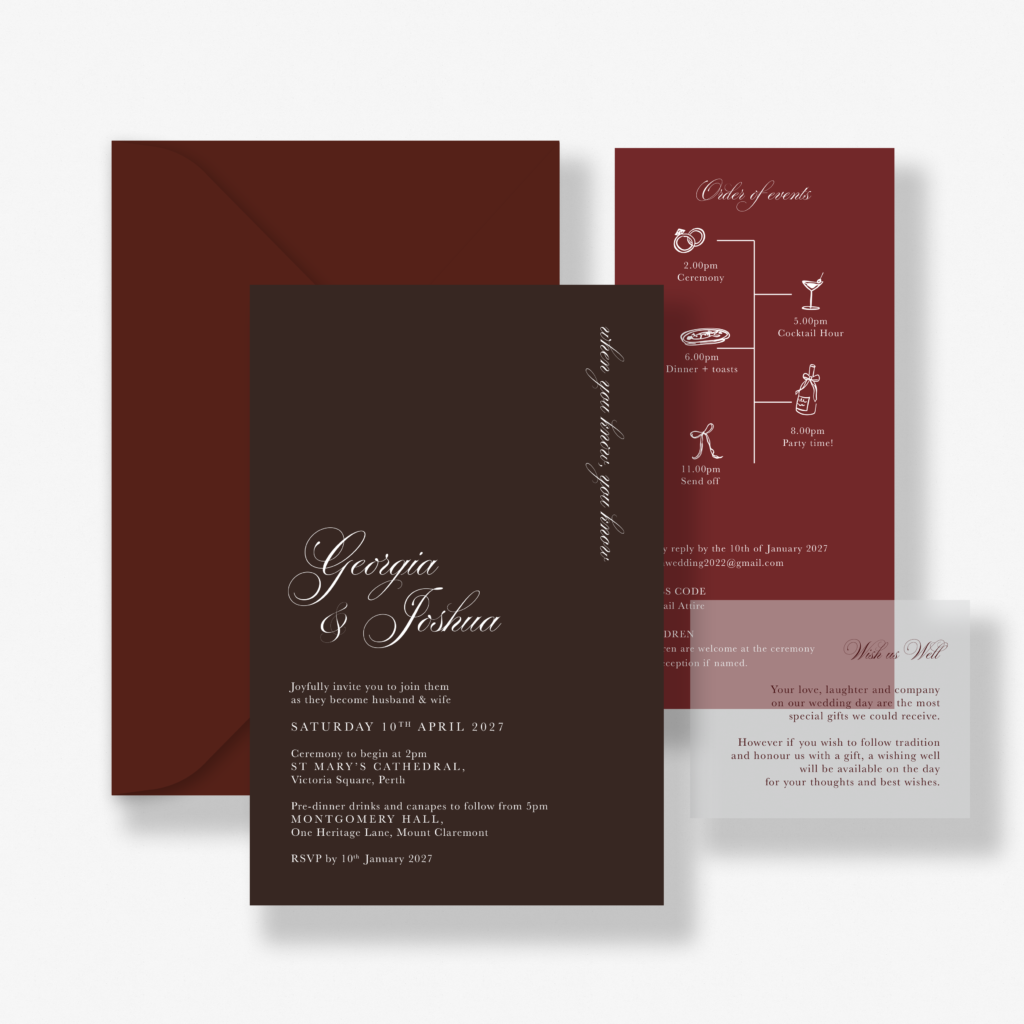 Urvoge Script Rouge Script Invitation Suite | Premier Invitation & Paper Specialists ...